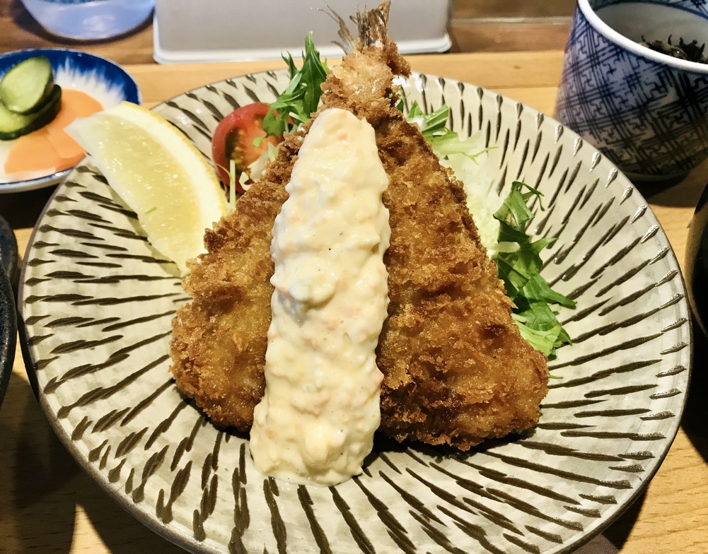 橋の湯食堂のアジフライ定食